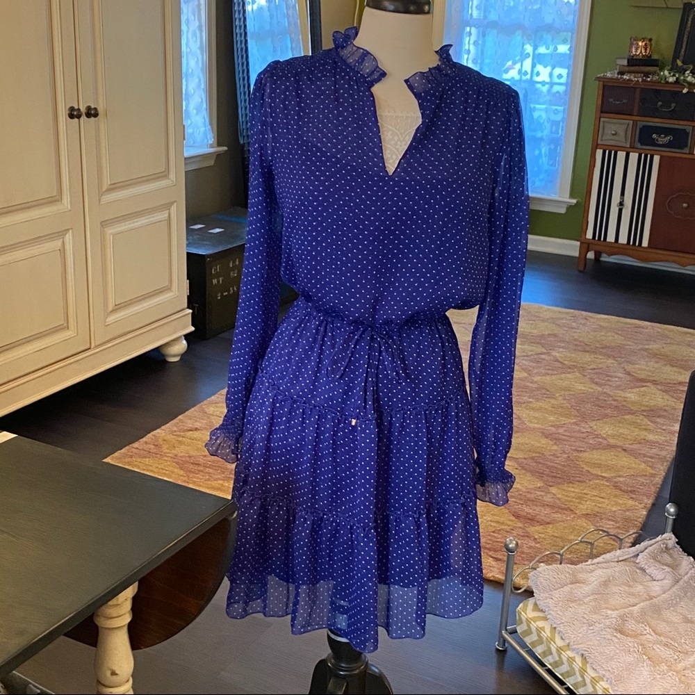 Marc Cain royal blue and white polka dot dress N1